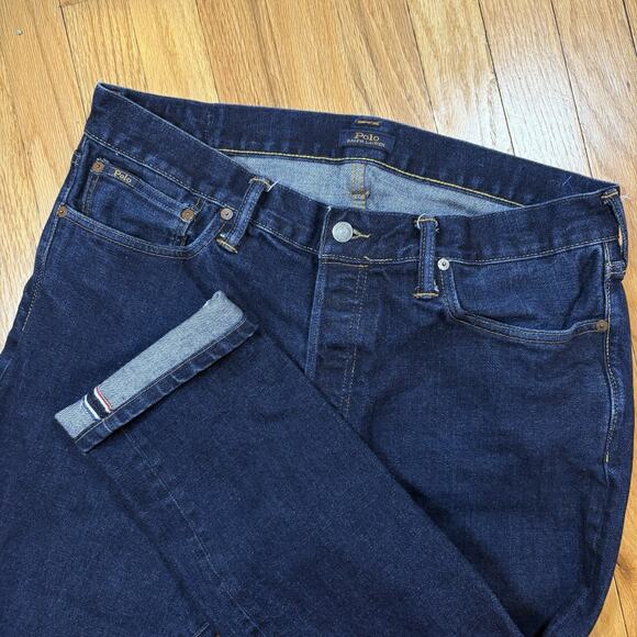 Polo Ralph Lauren Sullivan Slim Mens 36x32 Indigo Jeans Red White Selvedge Denim